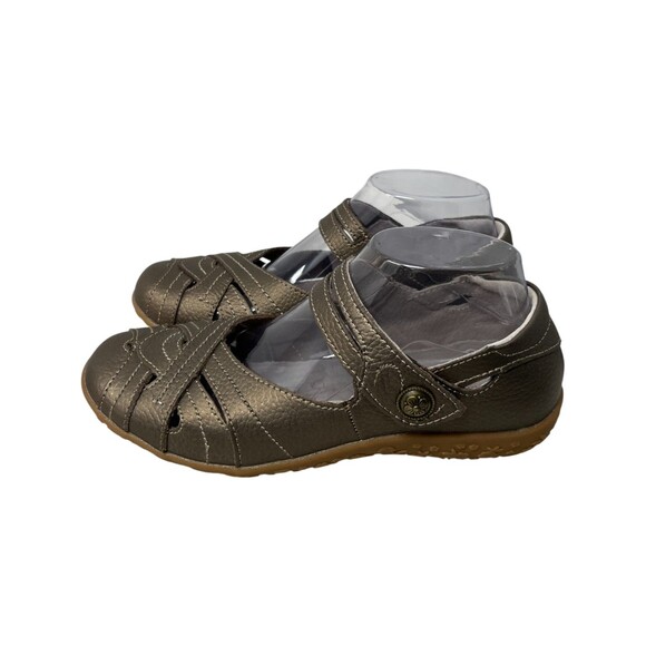 Spring Step Flats Women's Size 8.5 Wide Gold Mary Janes Leather Casual Comfort - Picture 2 of 12